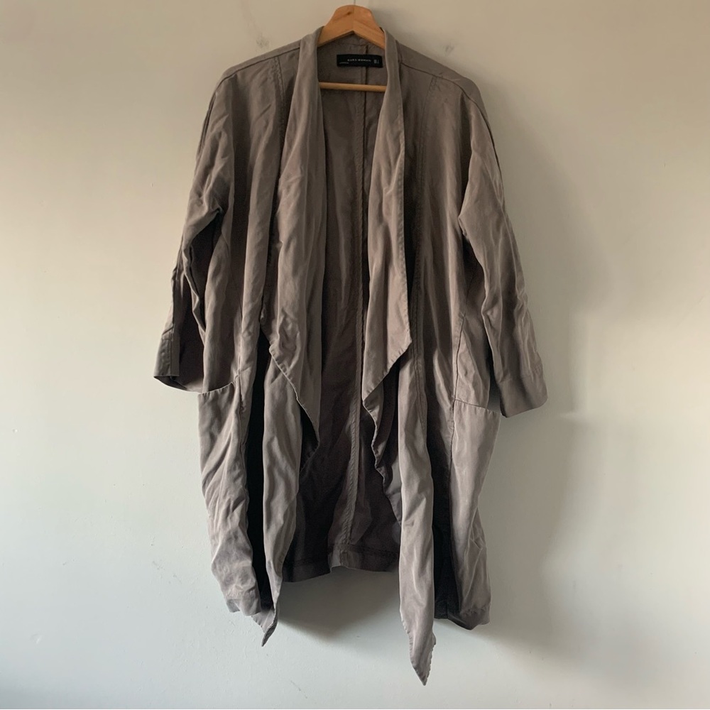 Zara Woman‎ Open Front Flowy Artsy Minimalist Hipster Duster Jacket Size Small